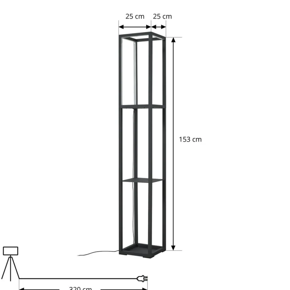 Lindby LED-gulvlampe Birta, stående, reol, højde 155 cm