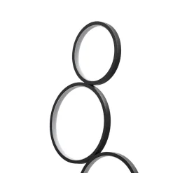 Lindby LED-gulvlampe Jacek, sort, metal, 110 cm, ringe