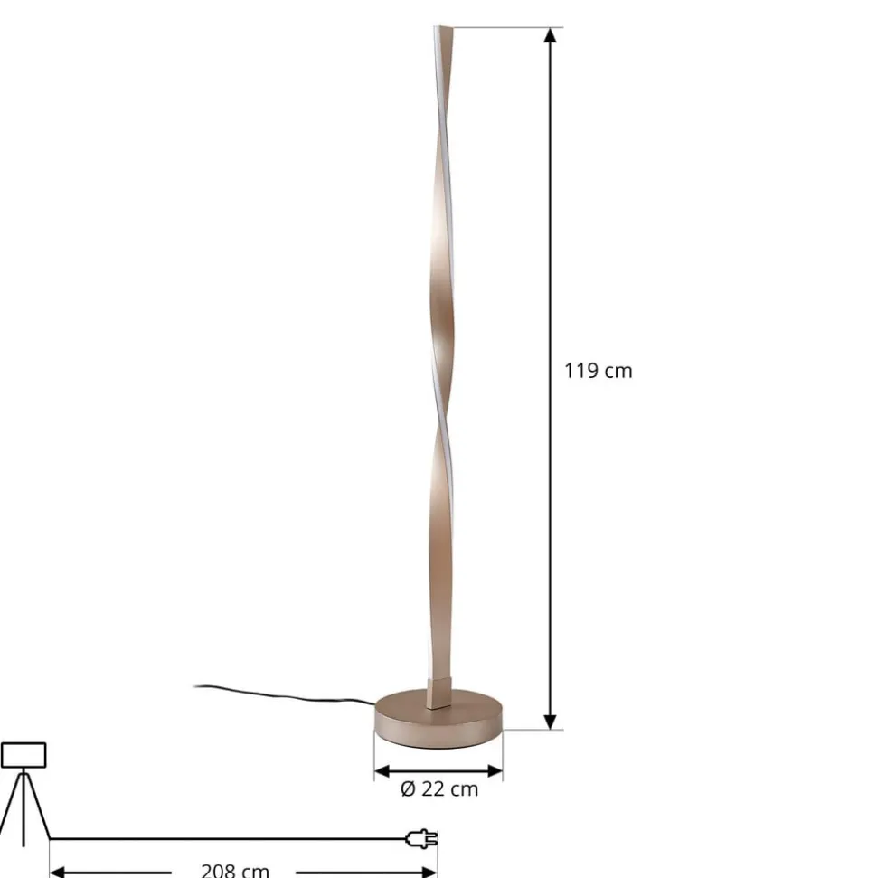 Lindby LED-gulvlampe Jaren, sort/brun, 114 cm, CCT