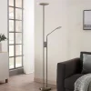 Lindby LED-gulvlampe Jonne, rund, læsearm, dæmpbar, 180 cm