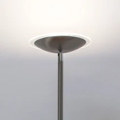 Lindby LED-gulvlampe Malea, nikkelfarvet, dæmpbar, 180 cm