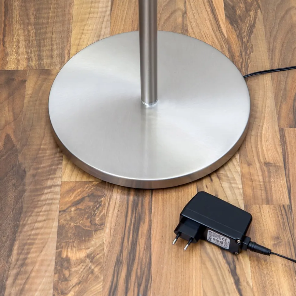 Lindby LED-gulvlampe Malea, nikkelfarvet, dæmpbar, 180 cm
