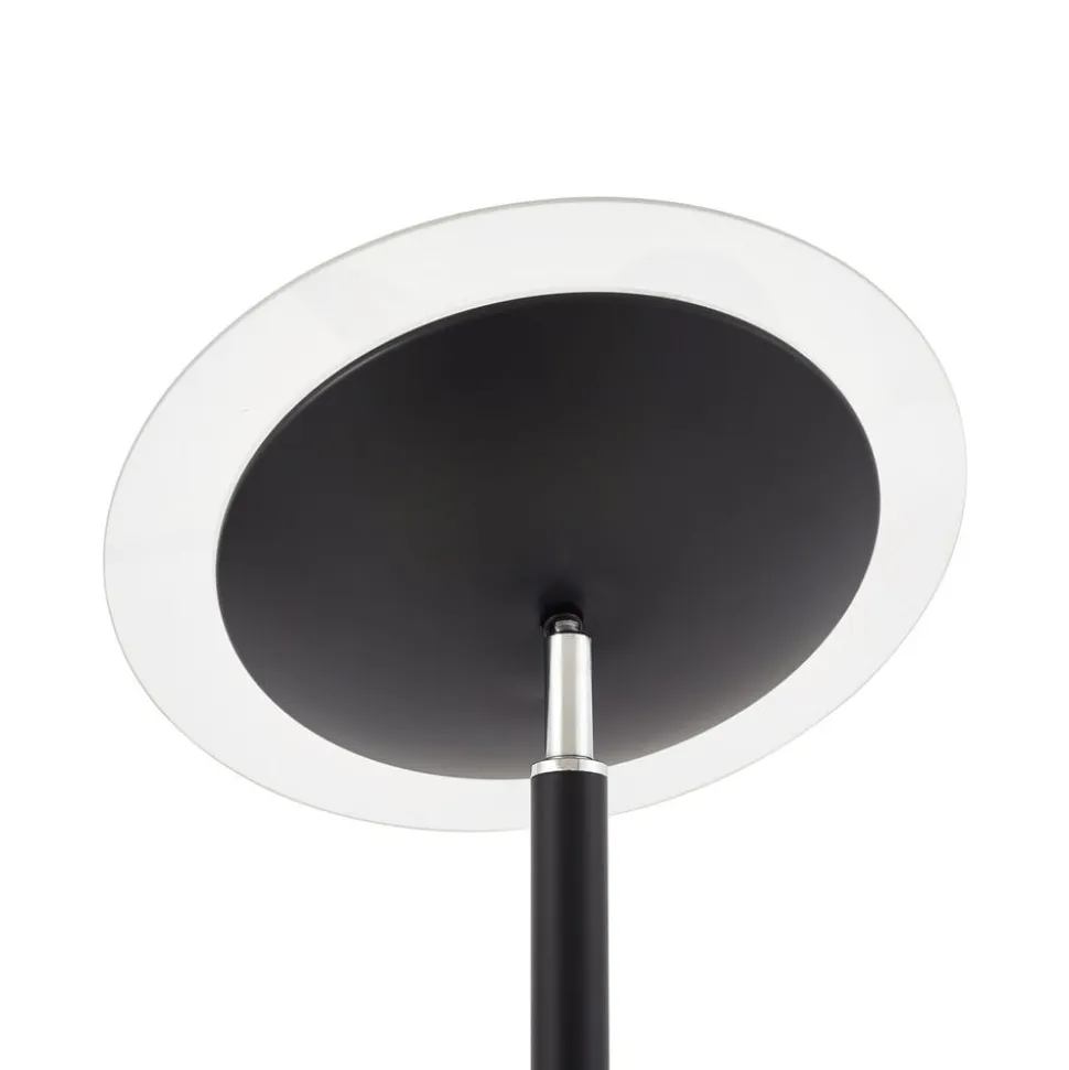 Lindby LED-gulvlampe Malea, sort, læselampe, dæmpbar