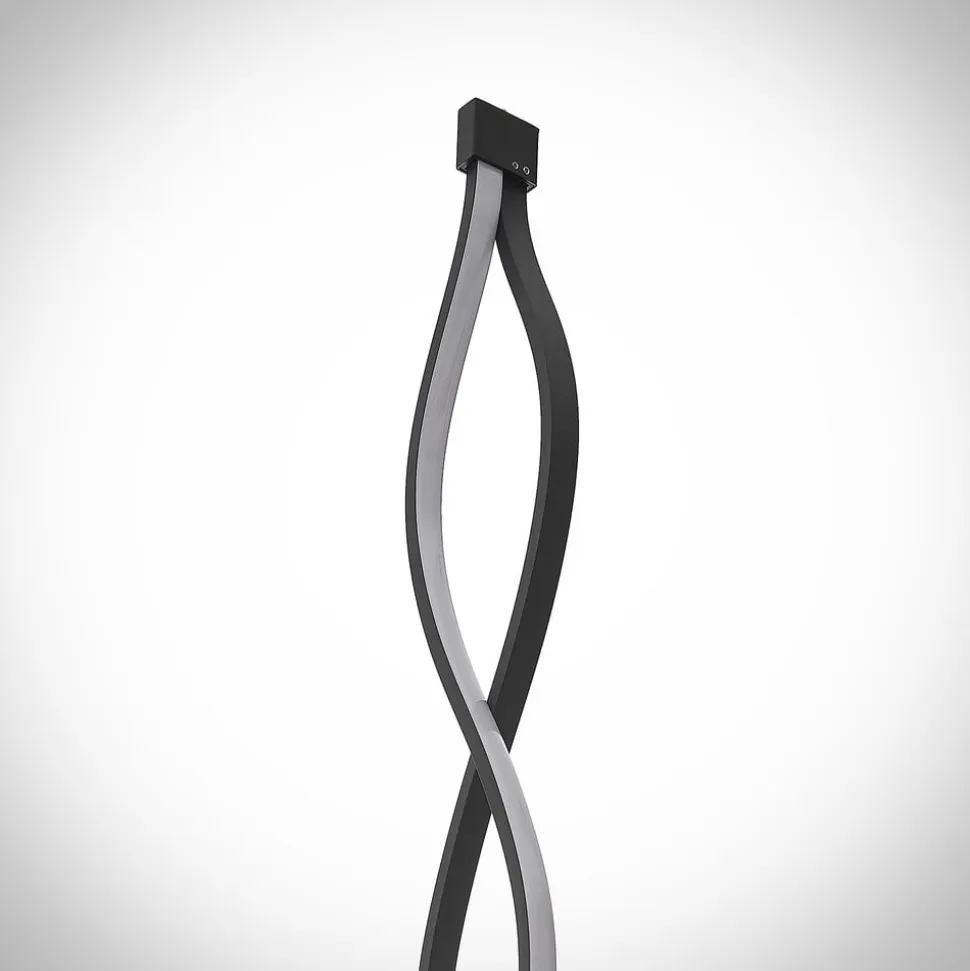 Lindby LED-gulvlampe Welina, sort, 150 cm, dæmpbar