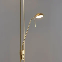 Lindby LED-gulvlampe Yveta, messing, metal, dæmpbar, 183 cm
