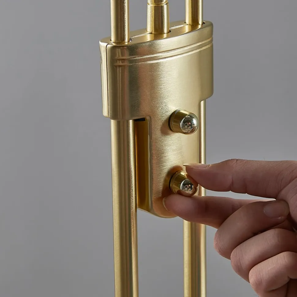 Lindby LED-gulvlampe Yveta, messing, metal, dæmpbar, 183 cm