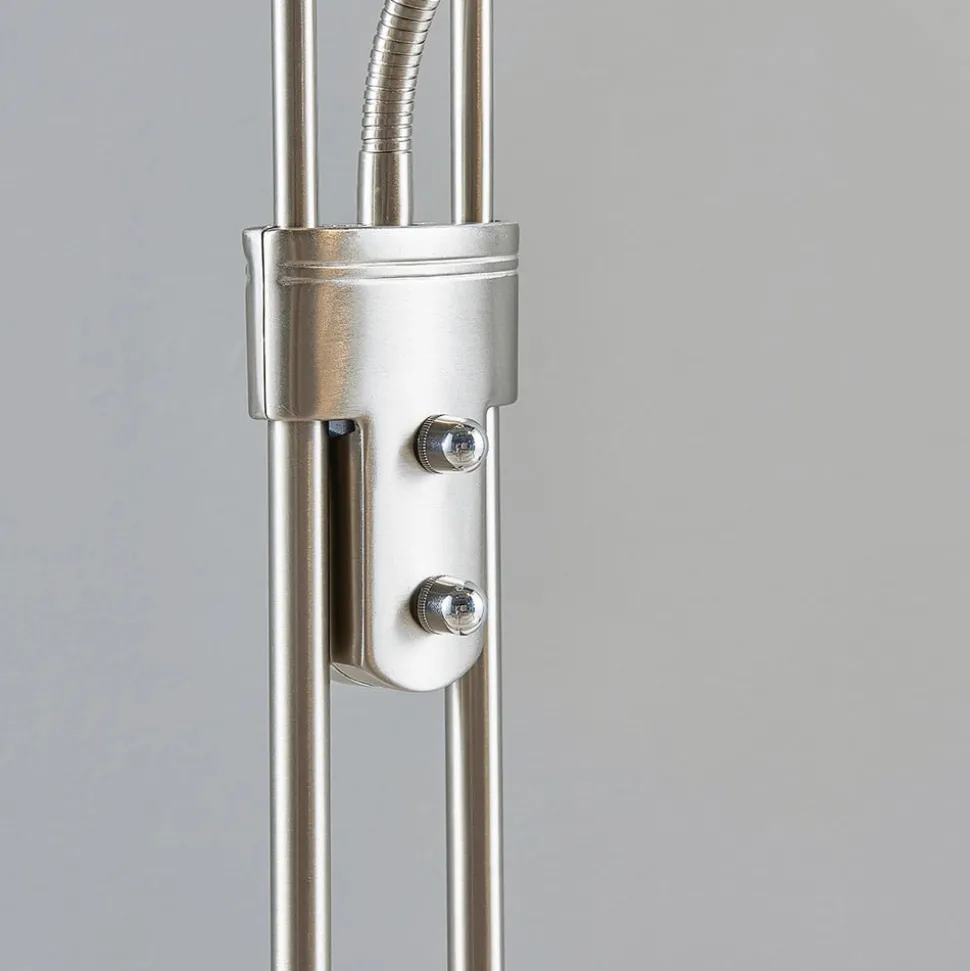 Lindby LED-gulvlampe Yveta, nikkelfarvet, metal, dæmpbar