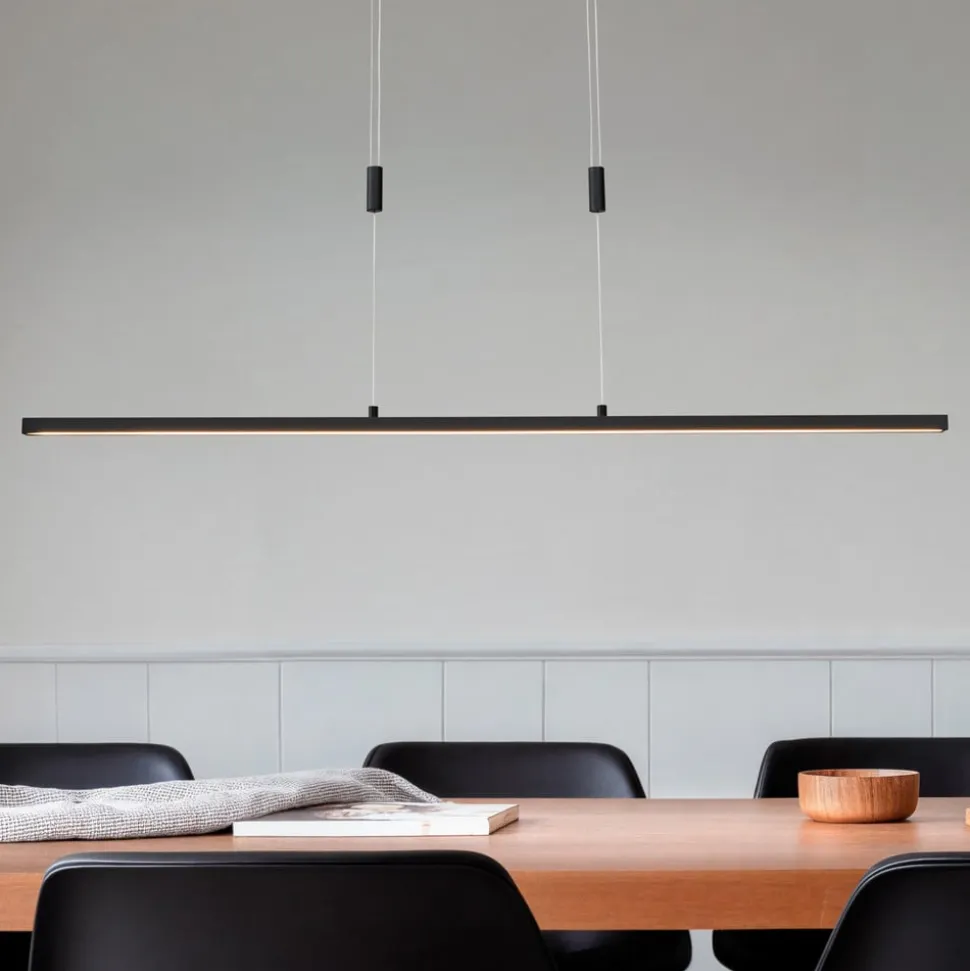 Lindby LED-hængelampe Arneja, sort, CCT, højdejusterbar