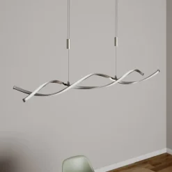 Lindby LED-hængelampe Auron, nikkelfarvet, metal, dæmpbar