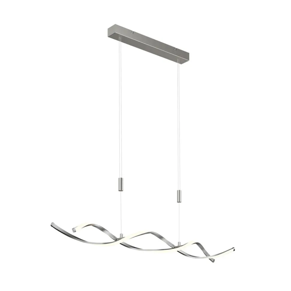 Lindby LED-hængelampe Auron, nikkelfarvet, metal, dæmpbar