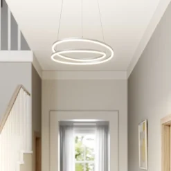 Lindby LED-hængelampe Davian, nikkelfarvet, Ø 49 cm, dæmpbar