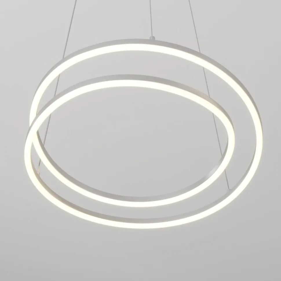 Lindby LED-hængelampe Davian, nikkelfarvet, Ø 49 cm, dæmpbar