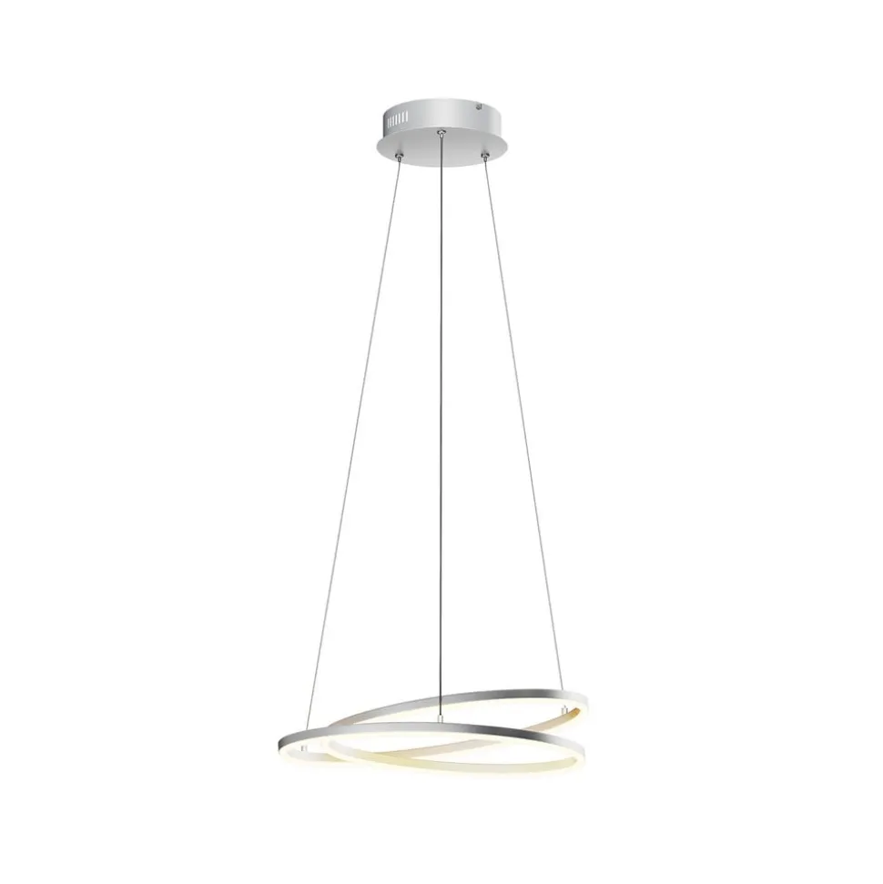 Lindby LED-hængelampe Davian, nikkelfarvet, Ø 49 cm, dæmpbar