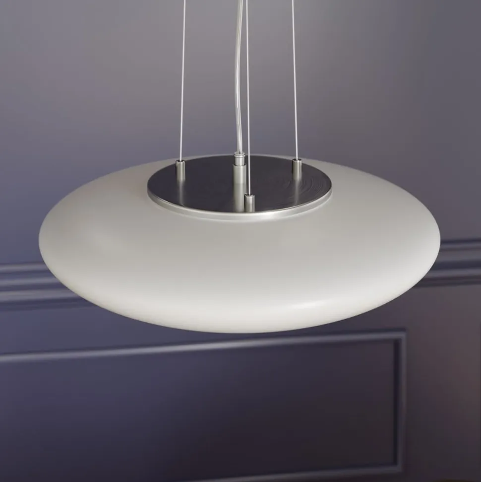 Lindby LED-hængelampe Gunda, hvid, glas, Ø 47 cm, dæmpbar
