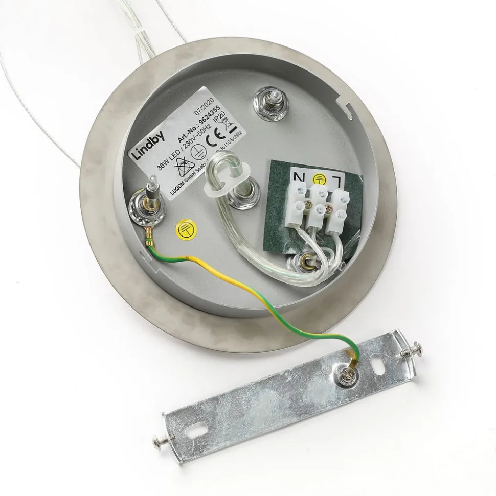 Lindby LED-hængelampe Gunda, hvid, glas, Ø 47 cm, dæmpbar