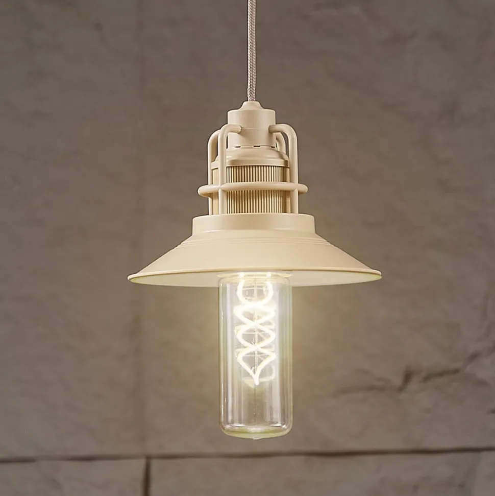 Lindby LED-hængelampe Raul, beige, aluminium, Ø 15 cm