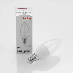 Lindby LED-kertepære, E14, C35, 4,5 W, opal, 3.000 K
