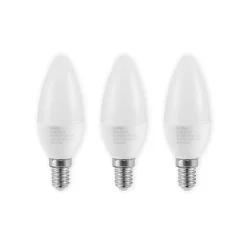 Lindby LED-kertepære, E14, C35, 4,5W, opal, 3000K, sæt med 3 stk
