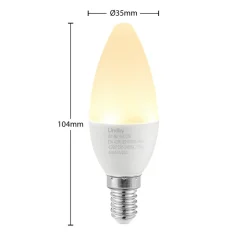 Lindby LED-kertepære, E14, C35, 4,5W, opal, 3000K, sæt med 2 stk
