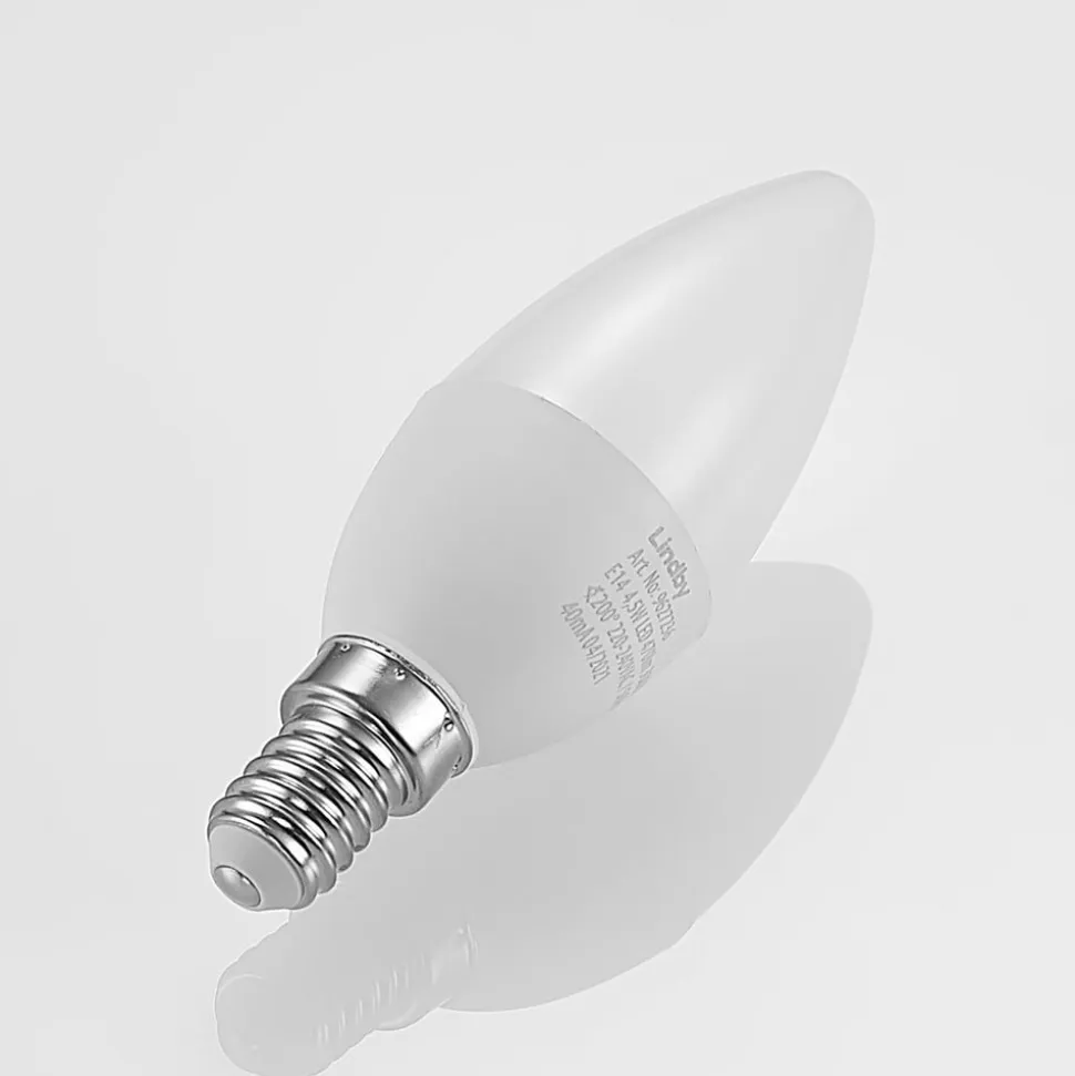 Lindby LED-kertepære, E14, C35, 4,5W, opal, 3000K, sæt med 2 stk