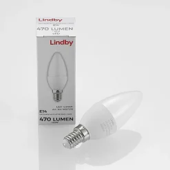 Lindby LED-kertepære, E14, C35, 4,5W, opal, 3000K, sæt med 2 stk