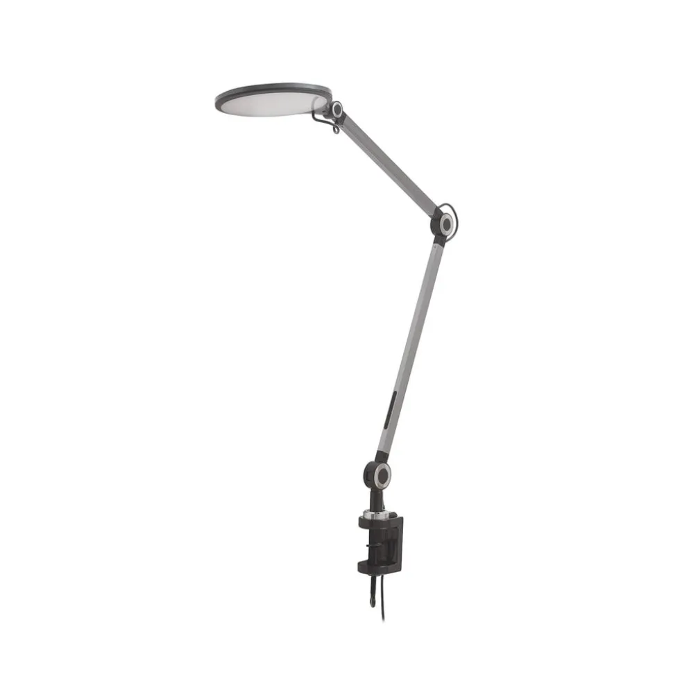 Lindby LED-klemlampe Nyxaris, grå, metal, CCT, 52 cm