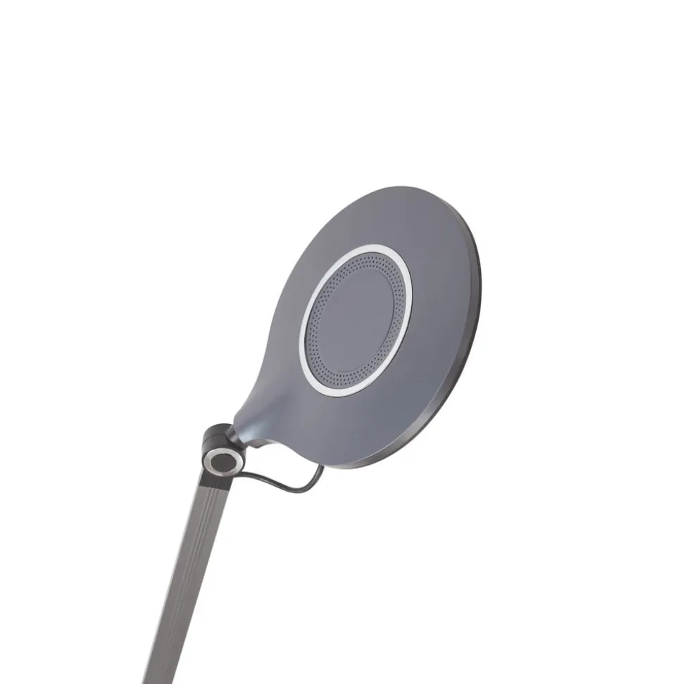 Lindby LED-klemlampe Nyxaris, grå, metal, CCT, 52 cm