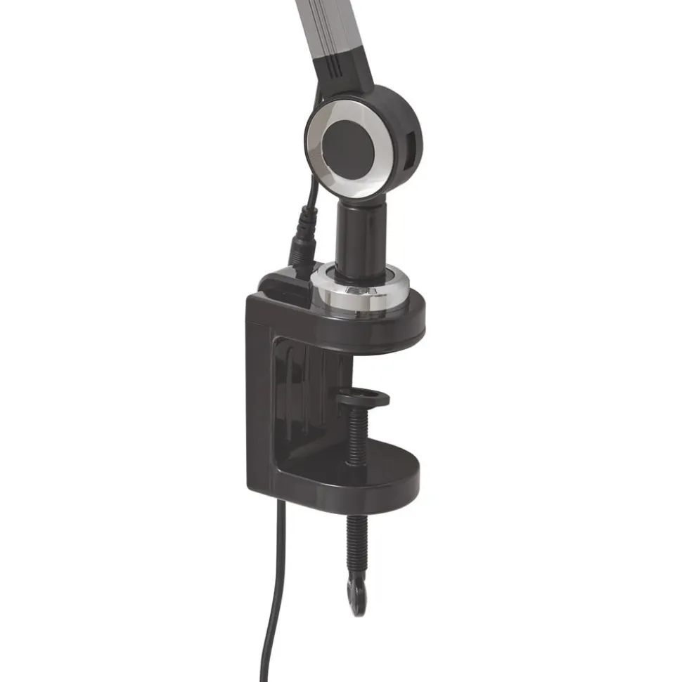 Lindby LED-klemlampe Nyxaris, grå, metal, CCT, 52 cm