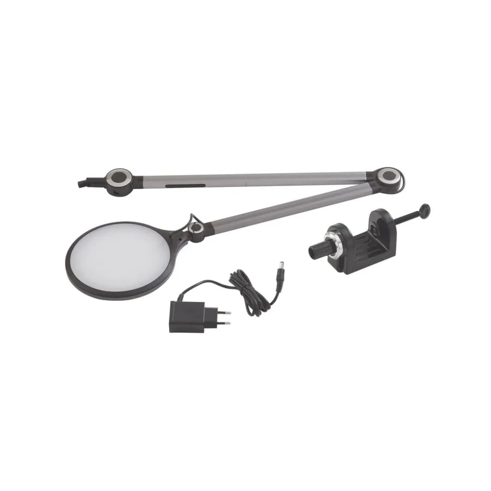 Lindby LED-klemlampe Nyxaris, grå, metal, CCT, 52 cm