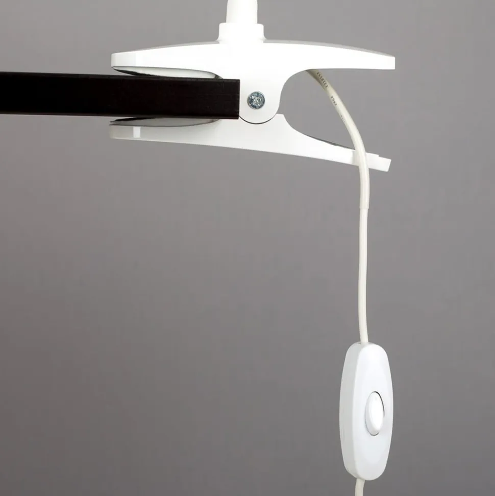 Lindby LED-klemmelampe Baris, hvid, højde 44 cm, 3000K