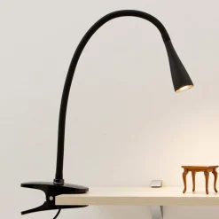 Lindby LED-klemmelampe Baris, højde 44 cm, sort, 3000K