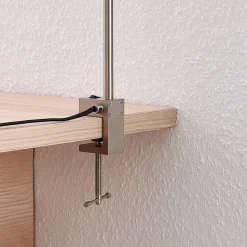 Lindby LED-klemmelampe Hanilo, højde 80 cm, nikkel, metal