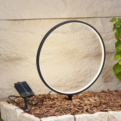 Lindby LED-lampe med jordspyd Syrene, 45 cm, sort, aluminium
