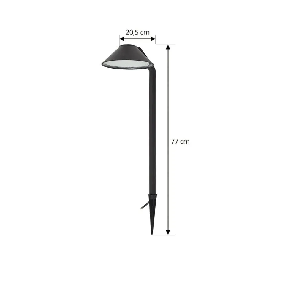 Lindby LED-lampe med jordspyd Capelo, sort, metal, 77 cm