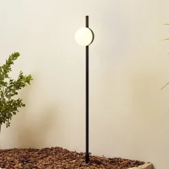 Lindby LED-lampe med jordspyd Darleen, antracit, metal, Ø10cm
