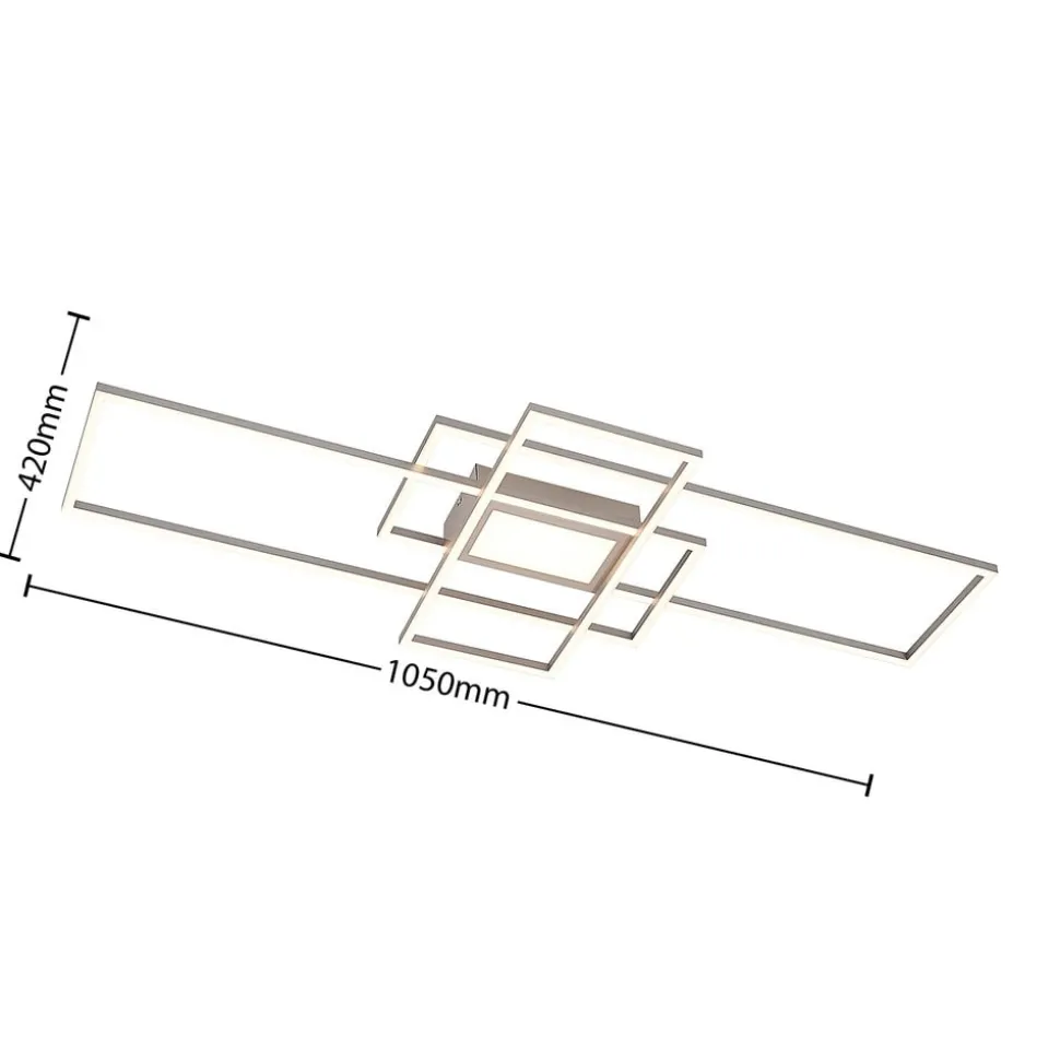 Lindby LED-loftlampe Caitlin, nikkel, metal, 105 cm