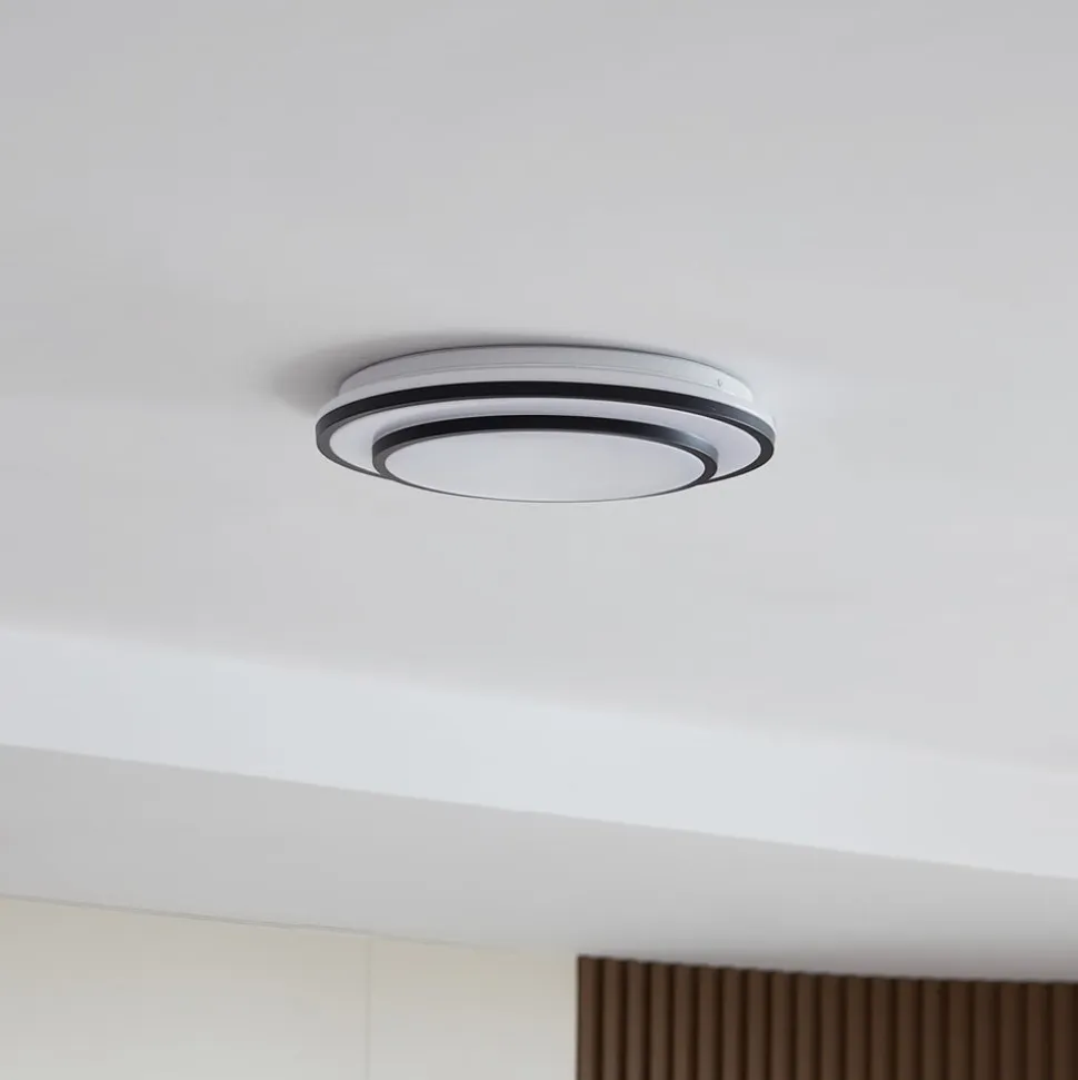 Lindby LED-loftlampe Duala, sort, RGB, CCT, fjernbetjening