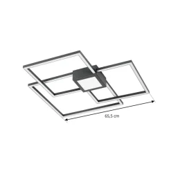 Lindby LED-loftlampe Duetto, 65 cm, antracit, 38 W, aluminium
