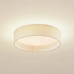 Lindby LED-loftlampe Eilif, stof, hvid, Ø 40 cm, CCT