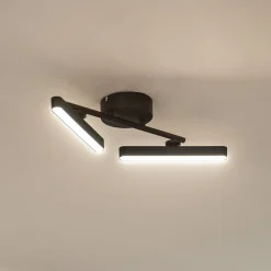 Lindby LED-loftlampe Eldrin, 2 lyskilder, sort, lysliste