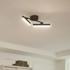 Lindby LED-loftlampe Eldrin, 2 lyskilder, sort, lysliste