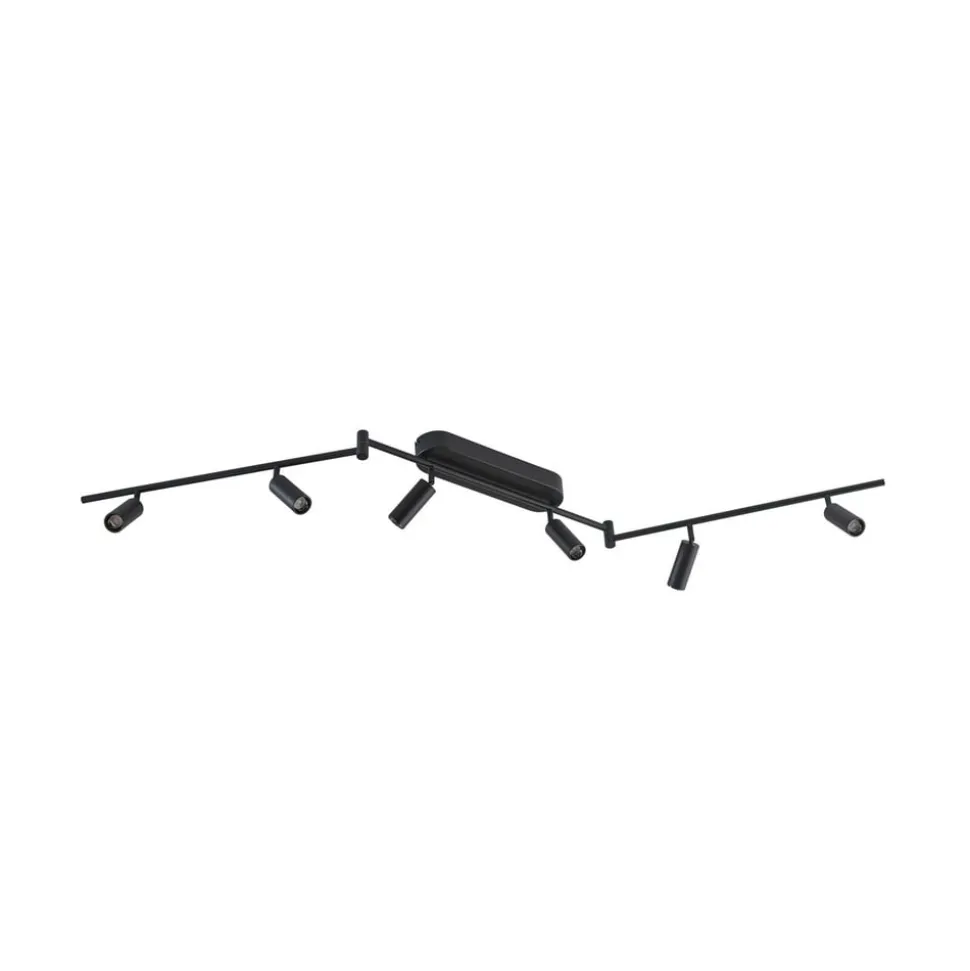 Lindby LED-loftlampe Eldrin, 6 lyskilder, spots, sort