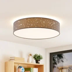 Lindby LED-loftlampe Ellamina, Ø 60 cm, antracit, tekstil