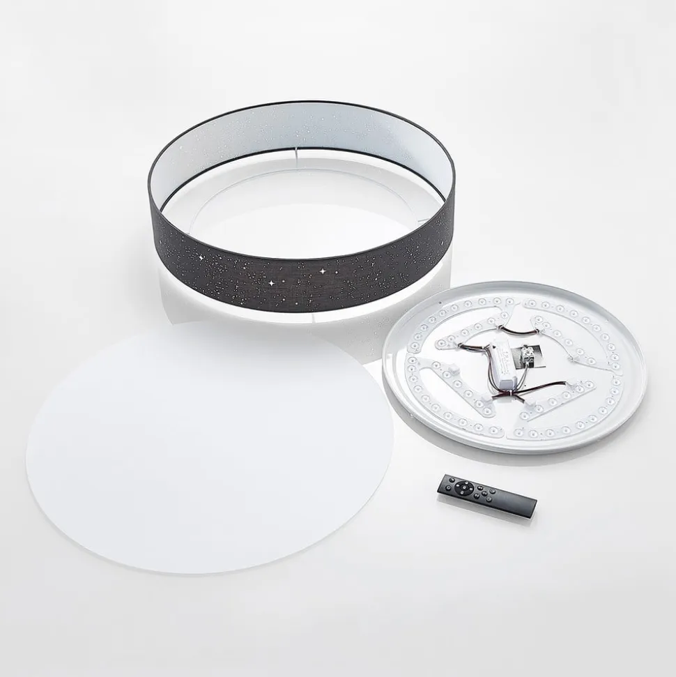 Lindby LED-loftlampe Ellamina, Ø 60 cm, antracit, tekstil