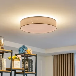 Lindby LED-loftlampe Ellamina, Ø 60 cm, hvid, tekstil