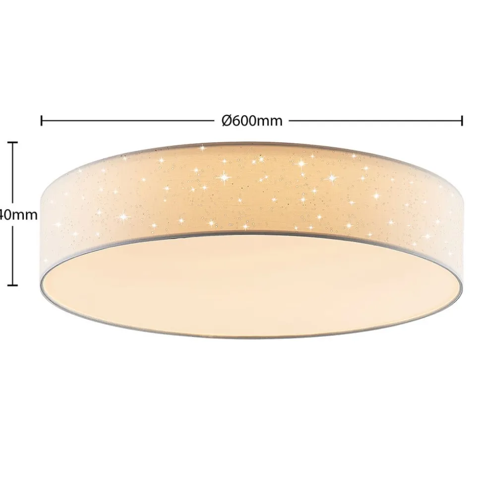 Lindby LED-loftlampe Ellamina, Ø 60 cm, hvid, tekstil