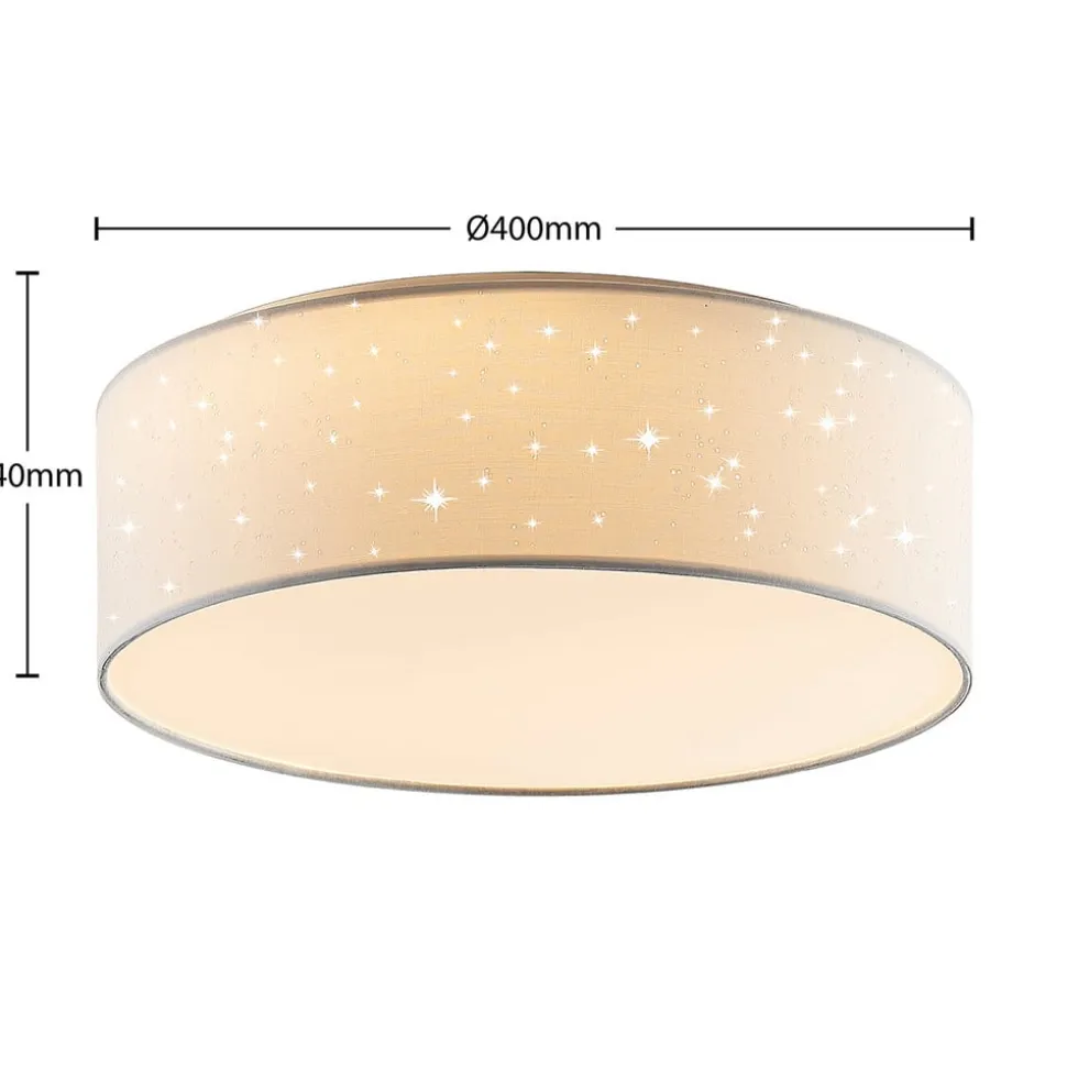 Lindby LED-loftlampe Ellamina, 40 cm, hvid, tekstil