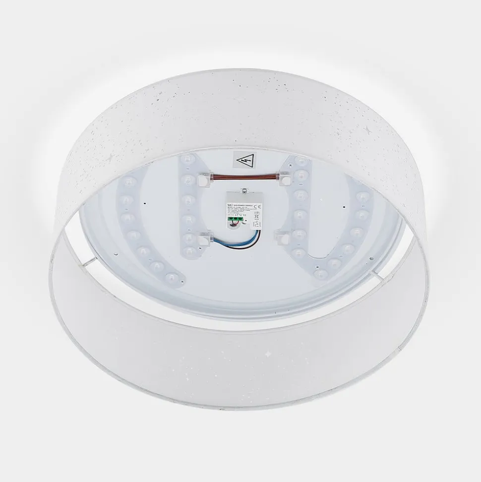 Lindby LED-loftlampe Ellamina, 40 cm, hvid, tekstil