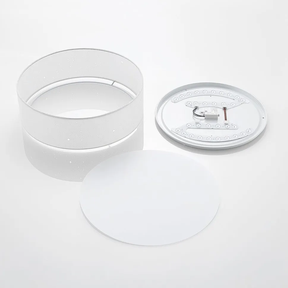 Lindby LED-loftlampe Ellamina, 40 cm, hvid, tekstil
