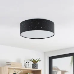 Lindby LED-loftlampe Ellamina, 40 cm, sort, tekstil